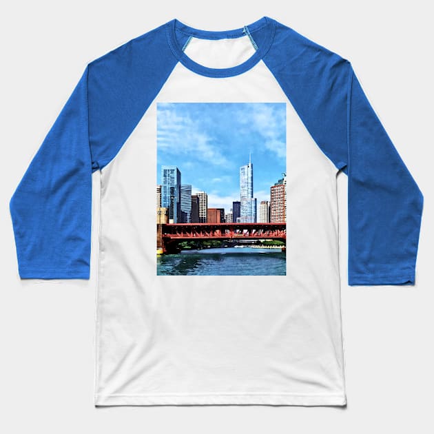 Chicago IL - Lake Shore Drive Bridge Baseball T-Shirt by SusanSavad